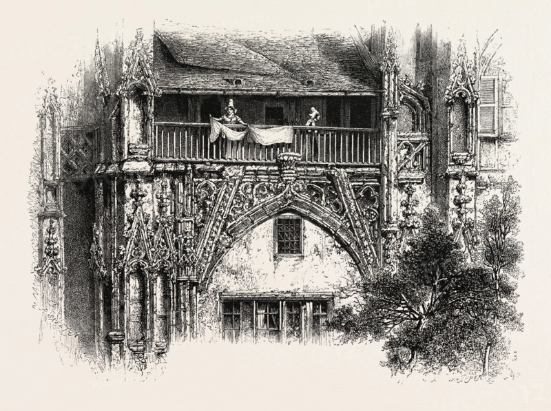 CHURCH OF ST. LAURENS, ROUEN, NORMANDY AND BRITTANY, FRANCE, 19th century engraving