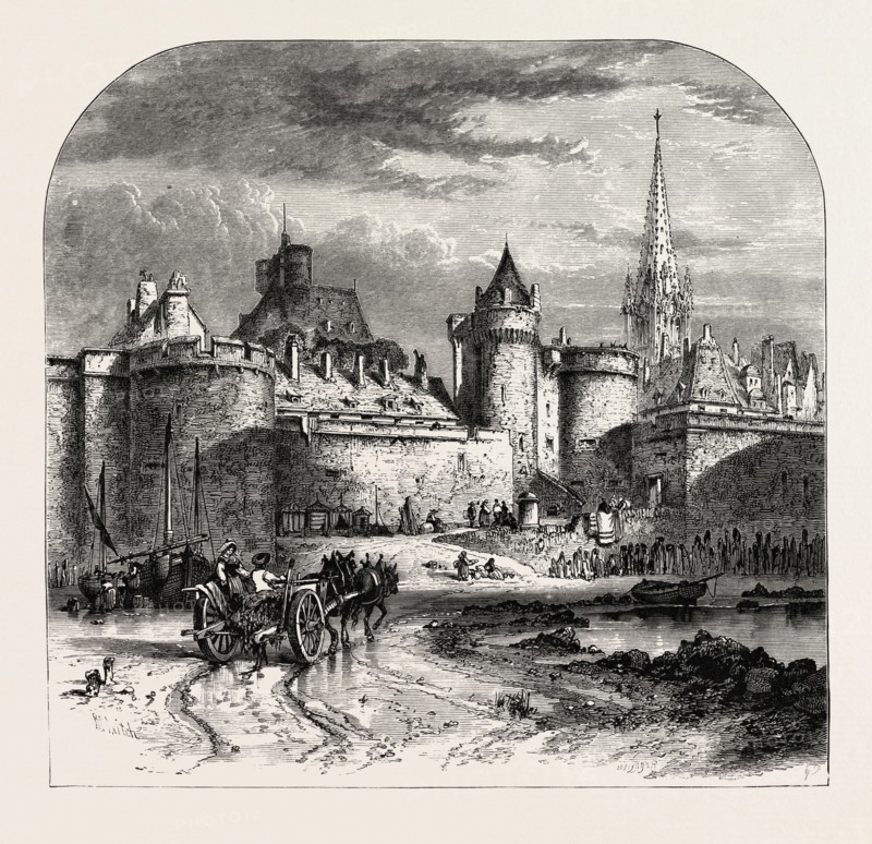 St. Malo, from the Sands, NORMANDY AND BRITTANY, FRANCE, 19th century engraving