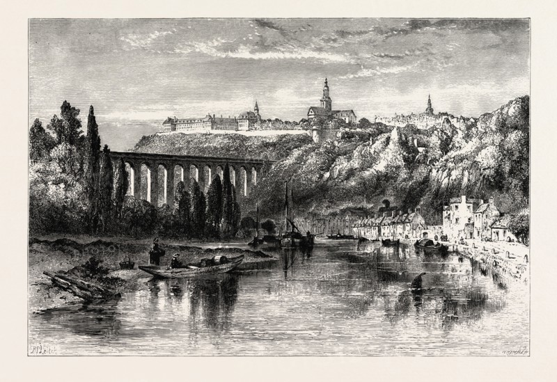 DINAN, BELGIUM, 19th century engraving