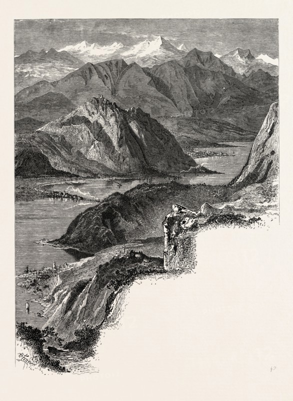 The alps from Monte Generoso, the Italian lakes, Italy, 19th century engraving