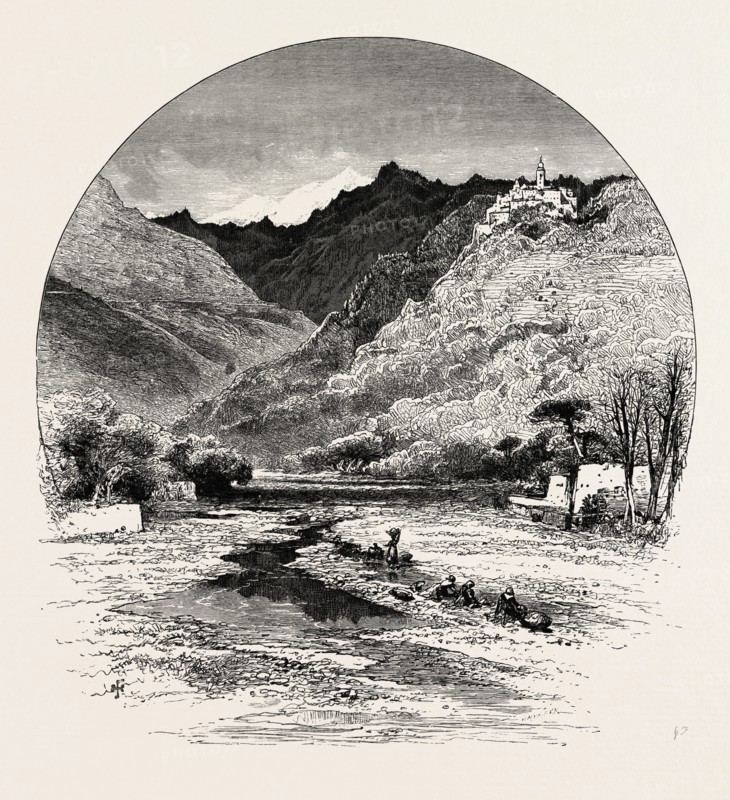 Bussana, the Cornice road, Liguria, Italy, 19th century engraving