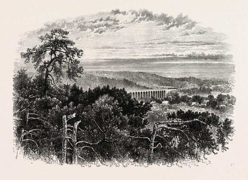 Viaduct on the Lyons Railway, Fontainebleau, France, 19th century engraving
