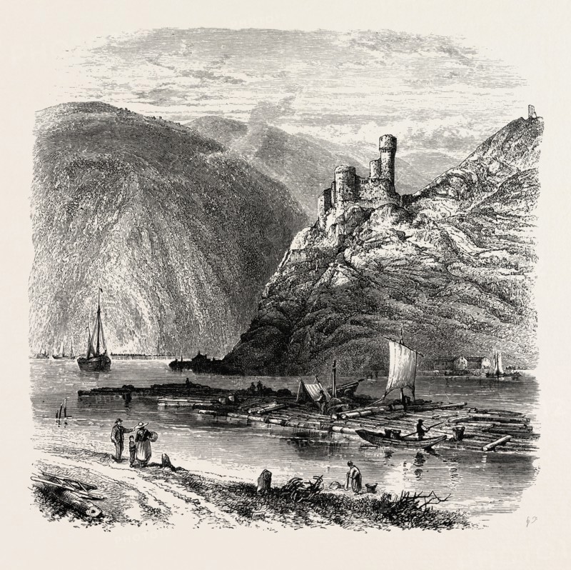 View from Bingen, the Rhine, Germany, 19th century engraving