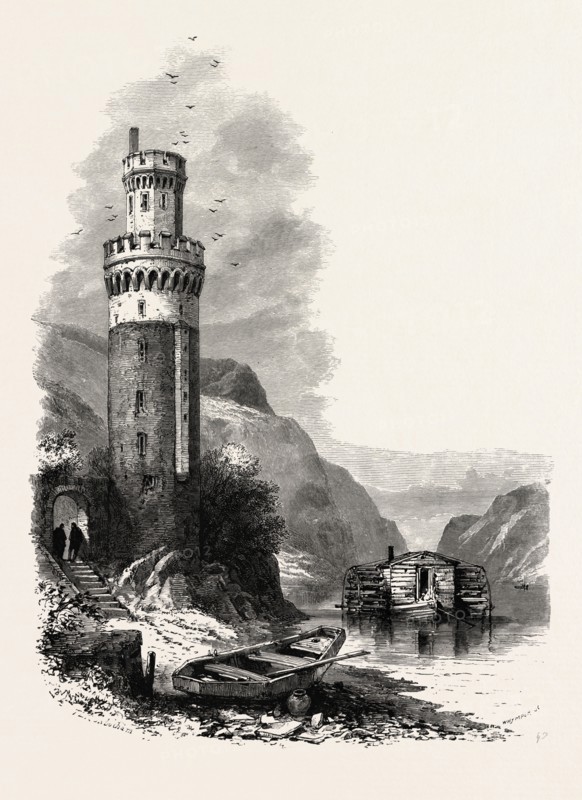 Tower at Oberwesel, the Rhine, Germany, 19th century engraving