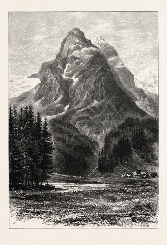 The Wellhorn, from Rosenlaui, Rosenlau, 19th century engraving