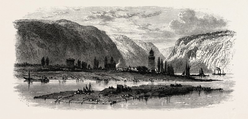 View of Andernach, the Rhine, Germany, 19th century engraving