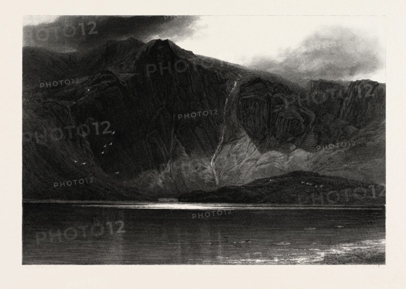 Llyn Idwal, Snowdonia, Wales, UK, Great Britain, United Kingdom, 19th century engraving