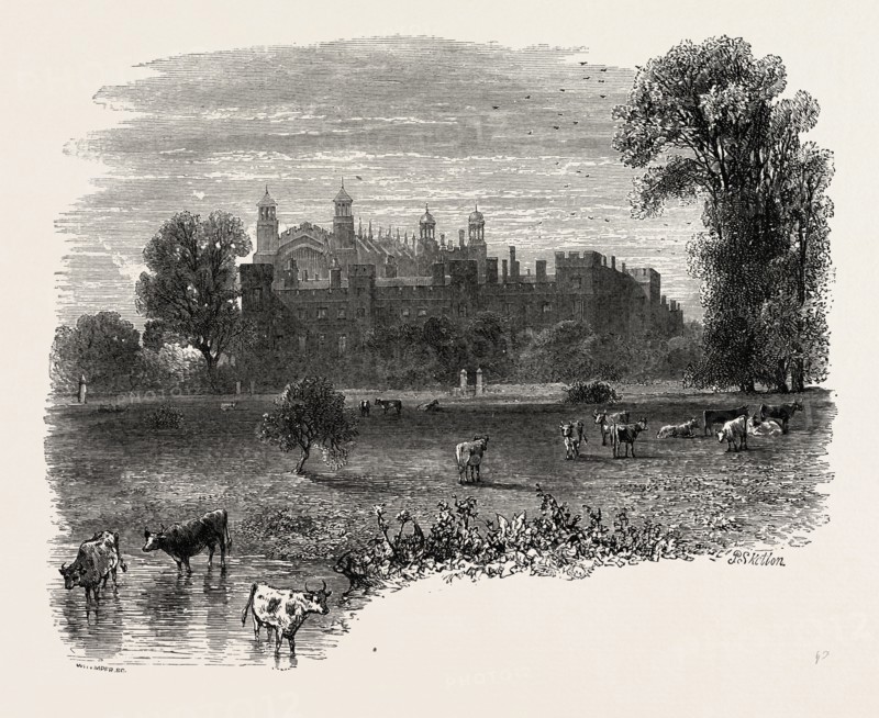 Eton, UK, U.K., Britain, British, Europe, United Kingdom, Great Britain, European, 19th century engraving