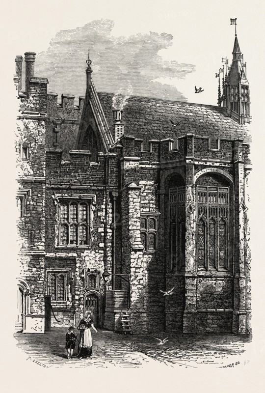 Eton, The College Hall, UK, U.K., Britain, British, Europe, United Kingdom, Great Britain, European, 19th century engraving