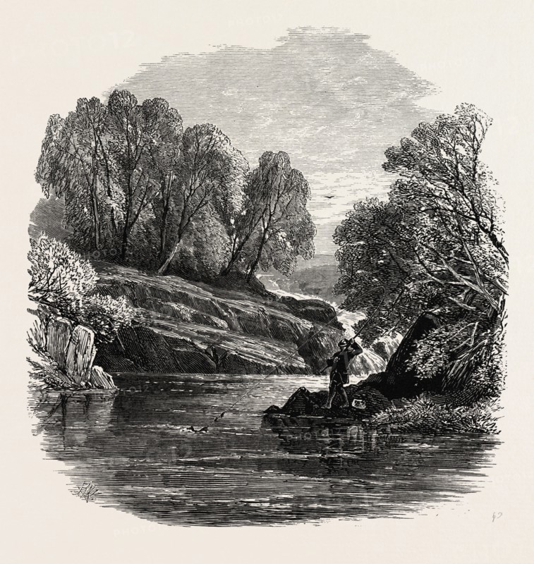 Pool on the Llugwy, North Wales, UK, U.K., Britain, British, Europe, United Kingdom, Great Britain, European, 19th century engraving