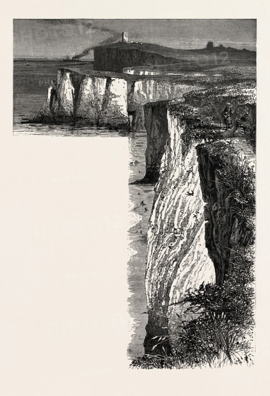 The North Foreland, the south coast, UK, U.K., Britain, British, Europe, United Kingdom, Great Britain, European, 19th century engraving