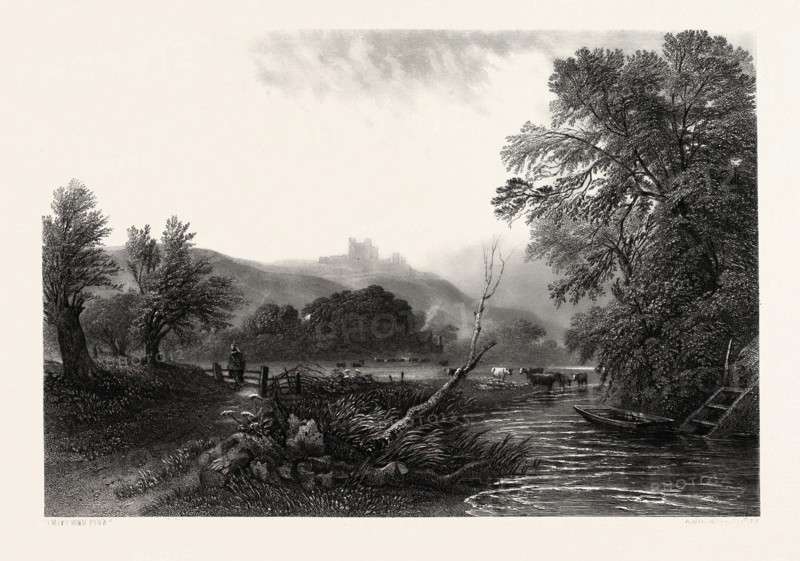 Dover Castle, UK, Great Britain, United Kingdom, 19th century engraving