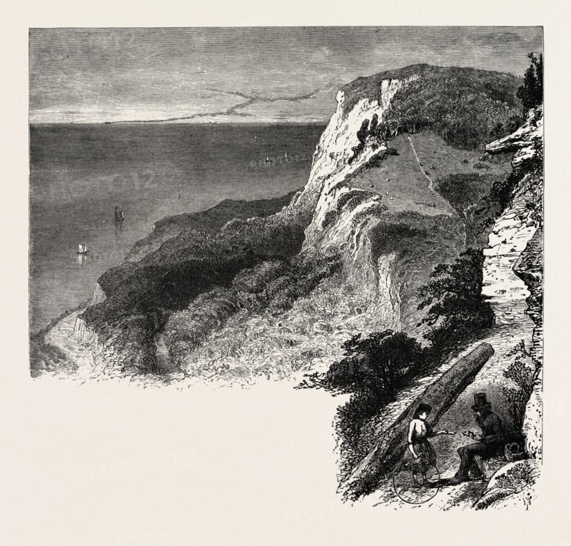 Fairlight Glen, the south coast, UK, U.K., Britain, British, Europe, United Kingdom, Great Britain, European, 19th century engraving
