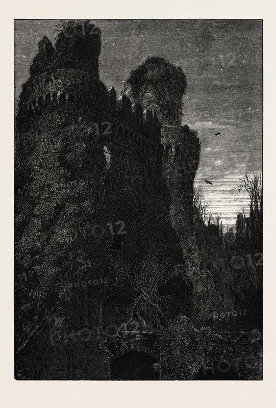 HURSTMONCEAUX CASTLE, UK, U.K., Britain, British, Europe, United Kingdom, Great Britain, European, 19th century engraving
