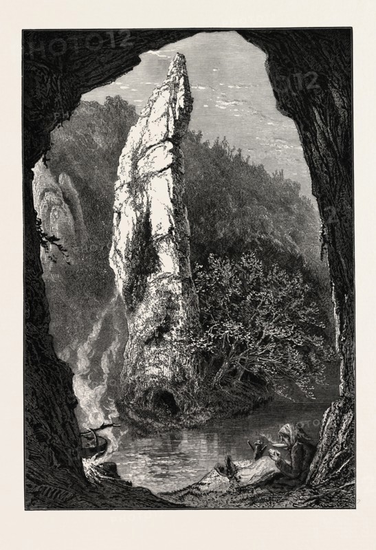PICKERING TOR, DOVE DALE, the dales of Derbyshire, country, UK, U.K., Britain, British, Europe, United Kingdom, Great Britain, European, 19th century engraving