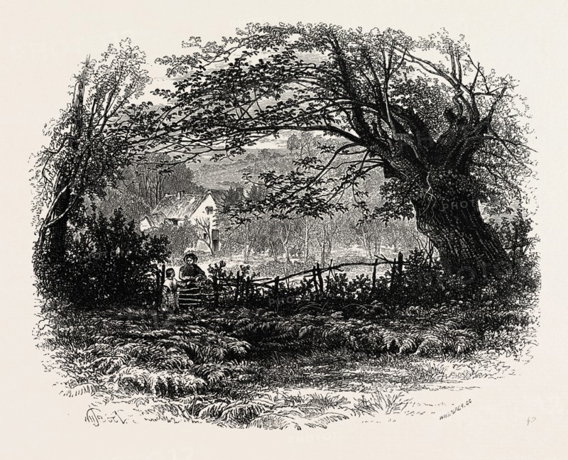 In Depedale, the dales of Derbyshire, UK, U.K., Britain, British, Europe, United Kingdom, Great Britain, European, 19th century engraving