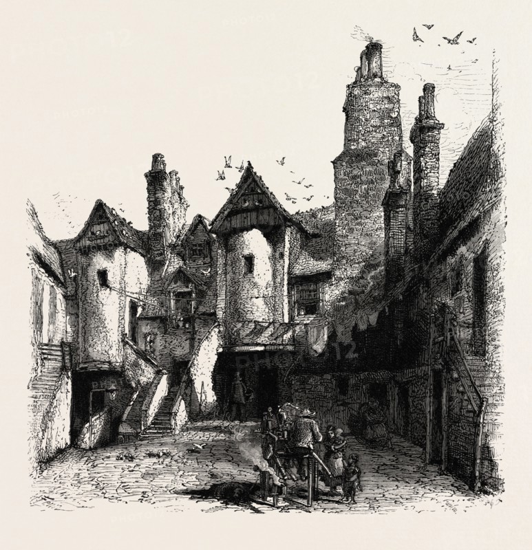 The White Horse Hostel, Edinburgh and the South Lowlands, Scotland, Great Britain, UK, U.K., Britain, British, Europe, United Kingdom, European, 19th century engraving