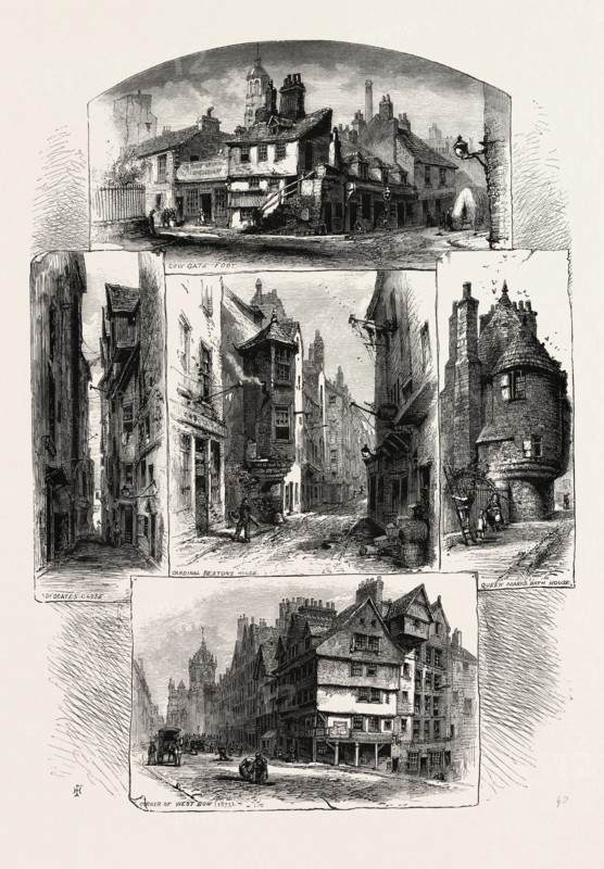 BITS IN OLD EDINBURGH, Edinburgh and the South Lowlands, Scotland, Great Britain, UK, U.K., Britain, British, Europe, United Kingdom, European, 19th century engraving