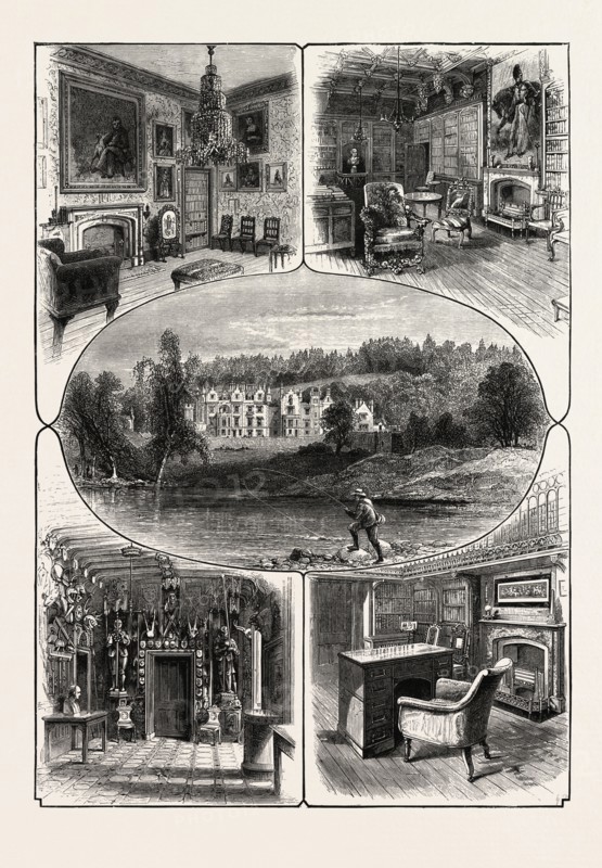 ABBOTSFORD, Edinburgh and the South Lowlands, Scotland, Great Britain, UK, U.K., Britain, British, Europe, United Kingdom, European, 19th century engraving