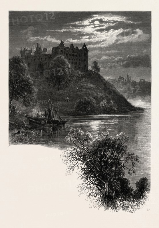 Linlithgow castle, Edinburgh and the South Lowlands, Scotland, Great Britain, UK, U.K., Britain, British, Europe, United Kingdom, European, 19th century engraving