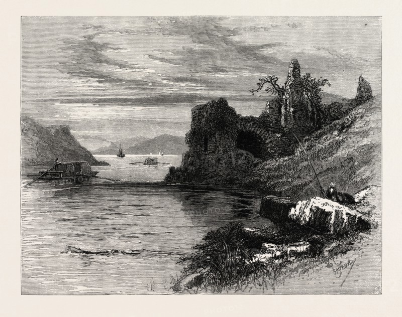 Strancally Castle, Ireland, Irish, Eire, 19th century engraving