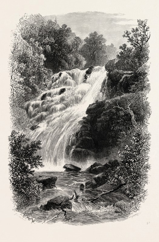 TORC CASCADE, KILLARNEY, Ireland, Irish, Eire, 19th century engraving