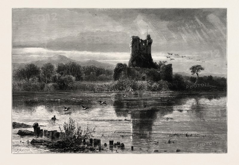 ROSS CASTLE, KILLARNEY, IRELAND, 19th century engraving