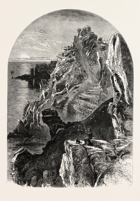 PENOLVER POINT, the south coast, UK, U.K., Britain, British, Europe, United Kingdom, Great Britain, European, 19th century engraving