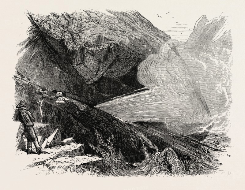 The Post Office and Bellows, the south coast, UK, U.K., Britain, British, Europe, United Kingdom, Great Britain, European, 19th century engraving