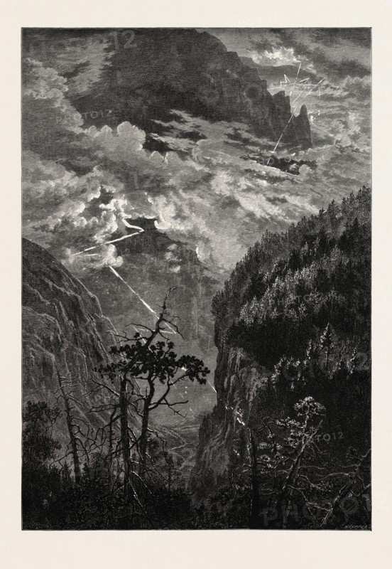 CLIFFS OF THE JUNGFRAU, Switzerland, 19th century engraving