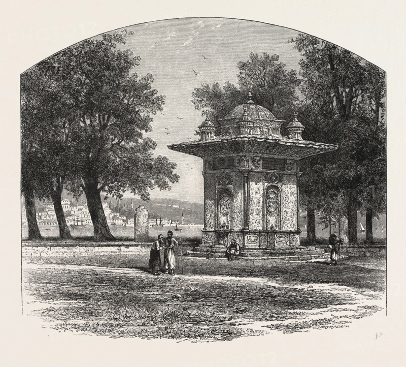 The Fountain of Sweet Waters, Constantinople, Istanbul, Turkey, 19th century engraving
