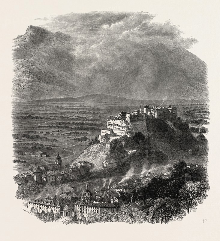 Salzburg, Austria, 19th century engraving