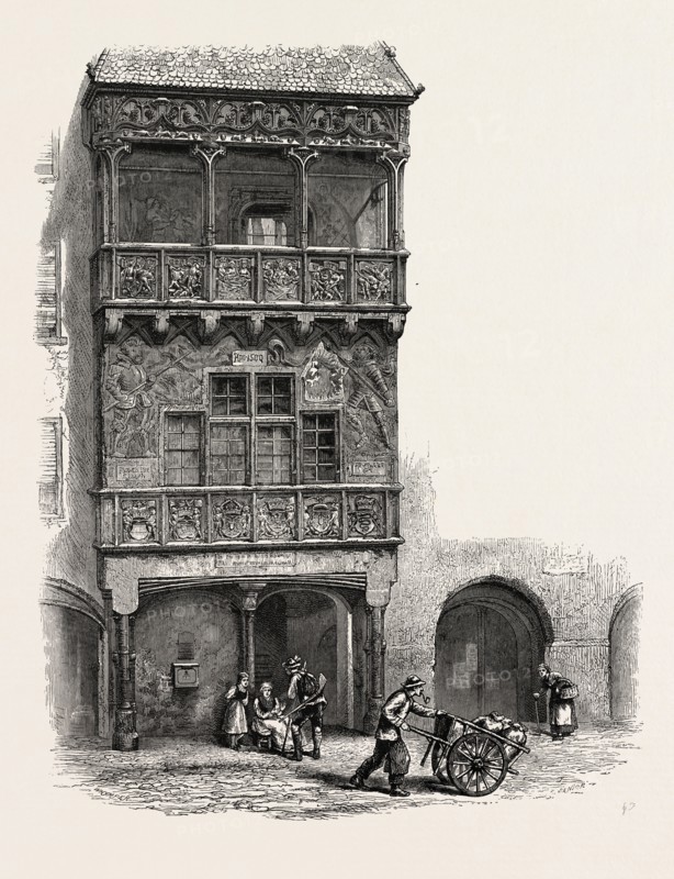 The Golden Roof Innsbruck, Austria, 19th century engraving