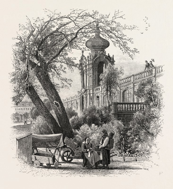 The Zwinger, Dresden, Germany, 19th century engraving
