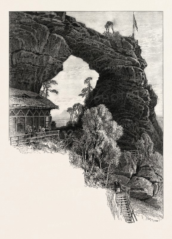 Prebischthor, Saxon Switzerland, Sachsische Schweiz,  bastei, Germany, 19th century engraving