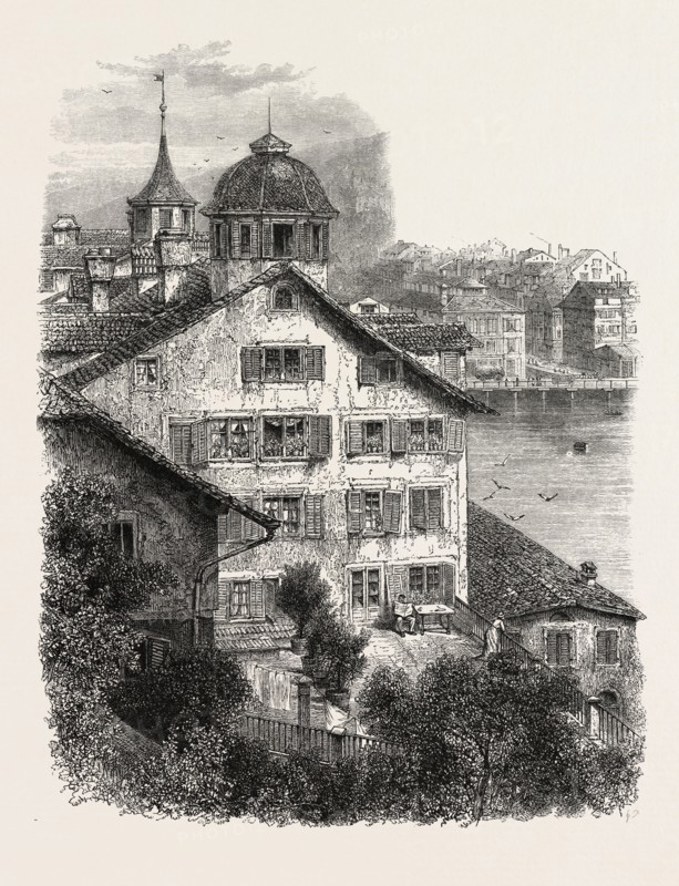 Zwick, from the Lindenhof, Switzerland, 19th century engraving