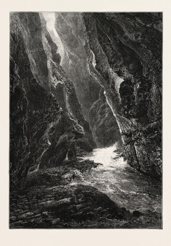 GORGE OF THE TAMINA, PFAFERS, Switzerland, 19th century engraving