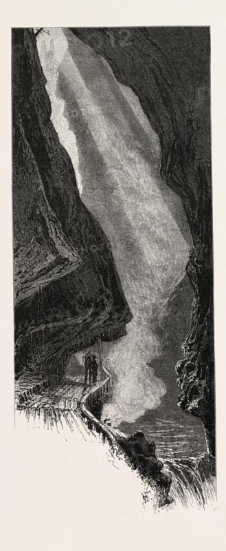 In the Gorge of Pfafers, Switzerland, 19th century engraving
