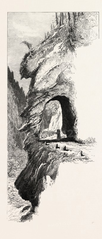 Road at Pfafers, Switzerland, 19th century engraving