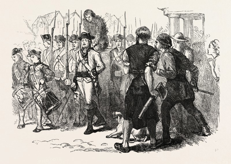 A COUNTRYMAN TARRED AND FEATHERED, UNITED STATES OF AMERICA, US, USA, 1870s engraving