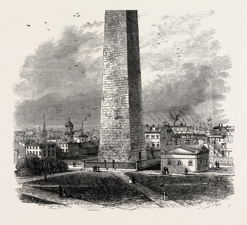 THE MONUMENT ON BUNKER'S HILL, UNITED STATES OF AMERICA, US, USA, 1870s engraving