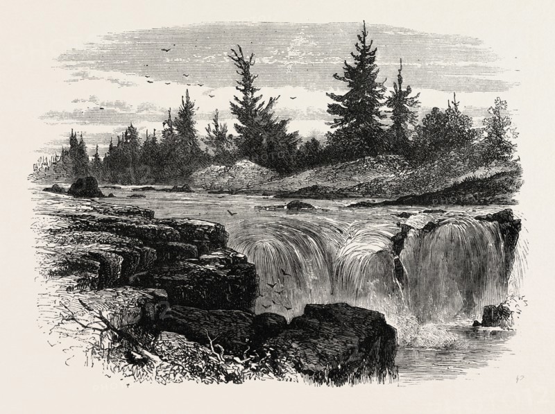 FALLS OF THE PASSAIC, NEW JERSEY, UNITED STATES OF AMERICA, US, USA, 1870s engraving