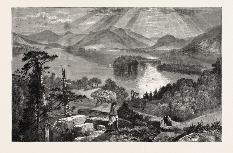 LONG ISLAND, LAKE GEORGE, UNITED STATES OF AMERICA, US, USA, 1870s engraving