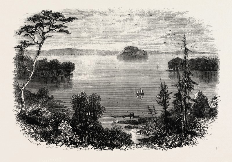 SARATOGA LAKE, UNITED STATES OF AMERICA, US, USA, 1870s engraving