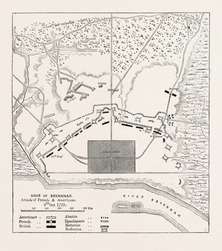 PLAN OF THE POSITION BEFORE SAVANNAH, UNITED STATES OF AMERICA; SIEGE OF SAVANNAH, US, USA, 1870s engraving