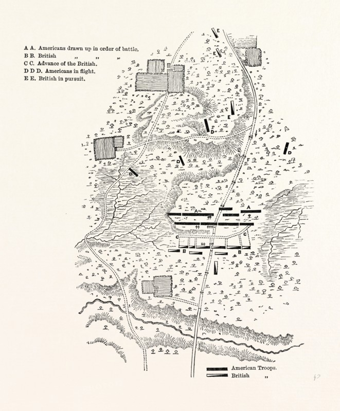 PLAN OF THE BATTLE OF CAMDEN, (From Stedman's History of the American War), AMERICAN REVOLUTIONARY WAR, UNITED STATES OF AMERICA, US, USA, 1870s engraving