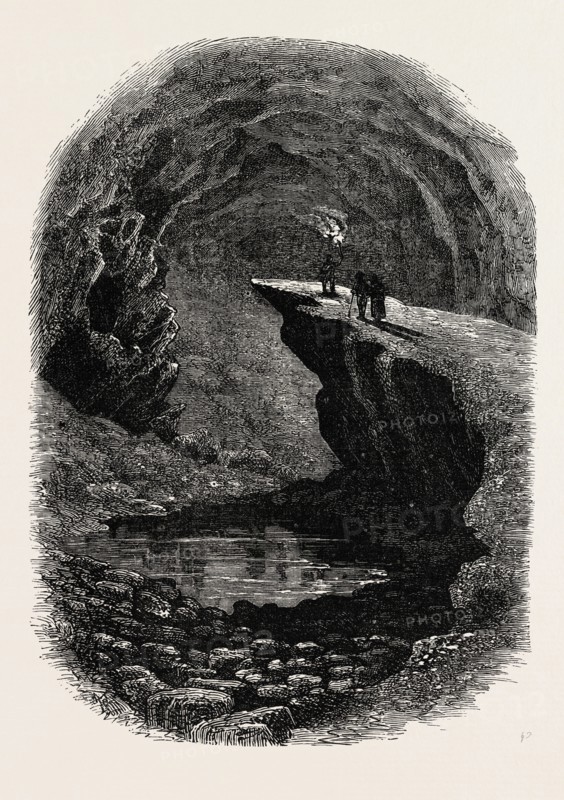 MAMMOTH CAVE, KENTUCKY, UNITED STATES OF AMERICA, US, USA, 1870s engraving