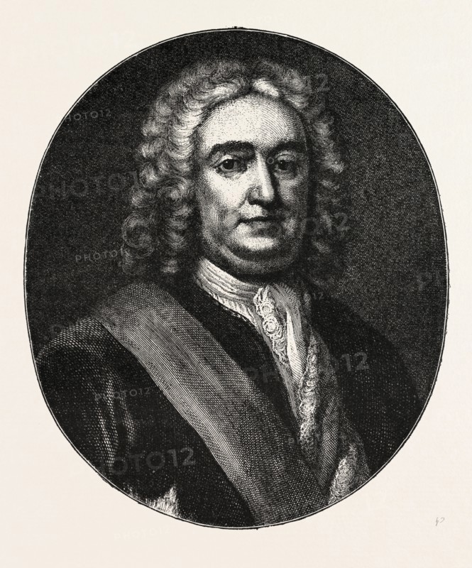 SIR ROBERT WALPOLE, He was a British statesman who is generally regarded as the first Prime Minister of Great Britain, UK, 1870s engraving