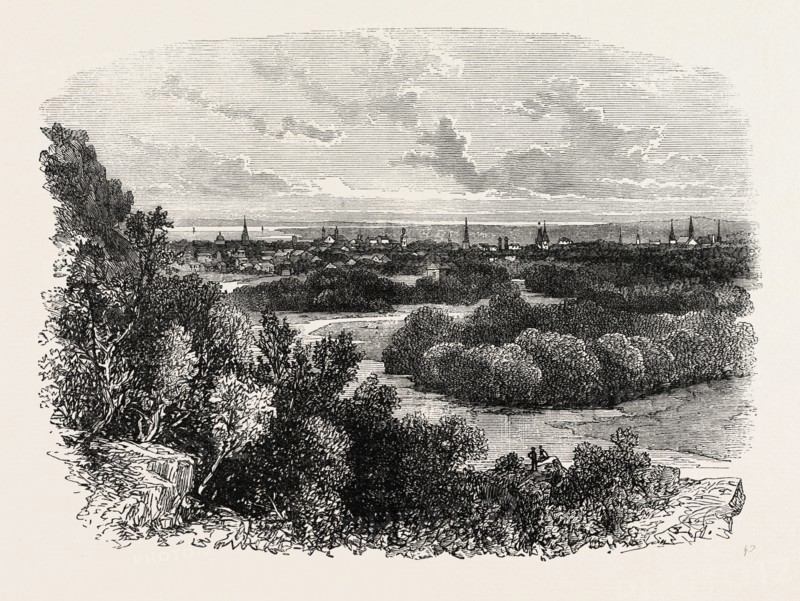 NEW HAVEN, UNITED STATES OF AMERICA, US, USA, 1870s engraving