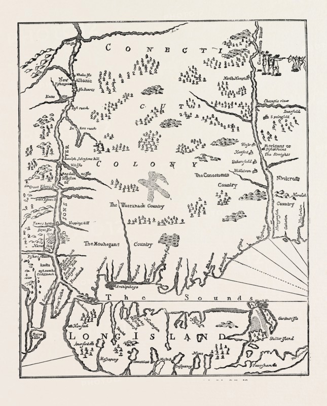 CONNECTICUT From the Mapp of New England, by John Seller, , US, USA, 1870s engraving